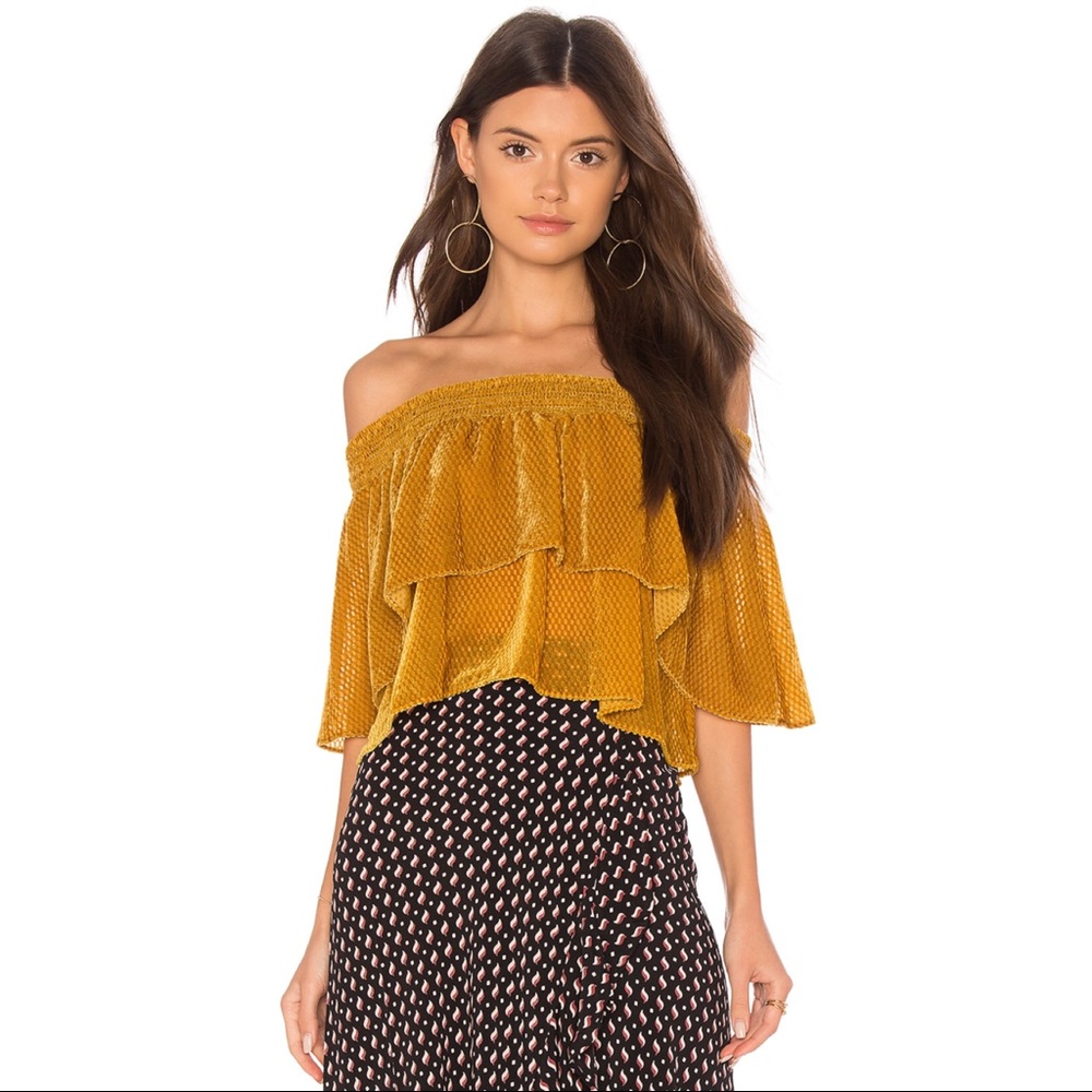 Flynn Skye Athens Top in Mustard Velvet Checks